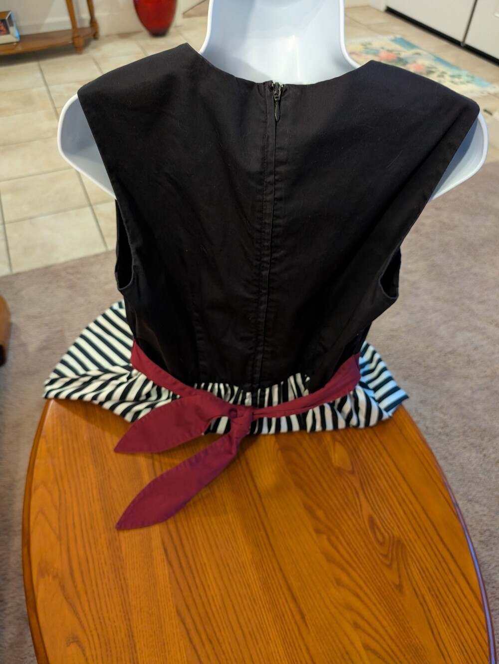 Disney Black & White Stripe Dress, Maroon Sash, Pirates Of The Caribbean, Size L - Picture 2 of 11